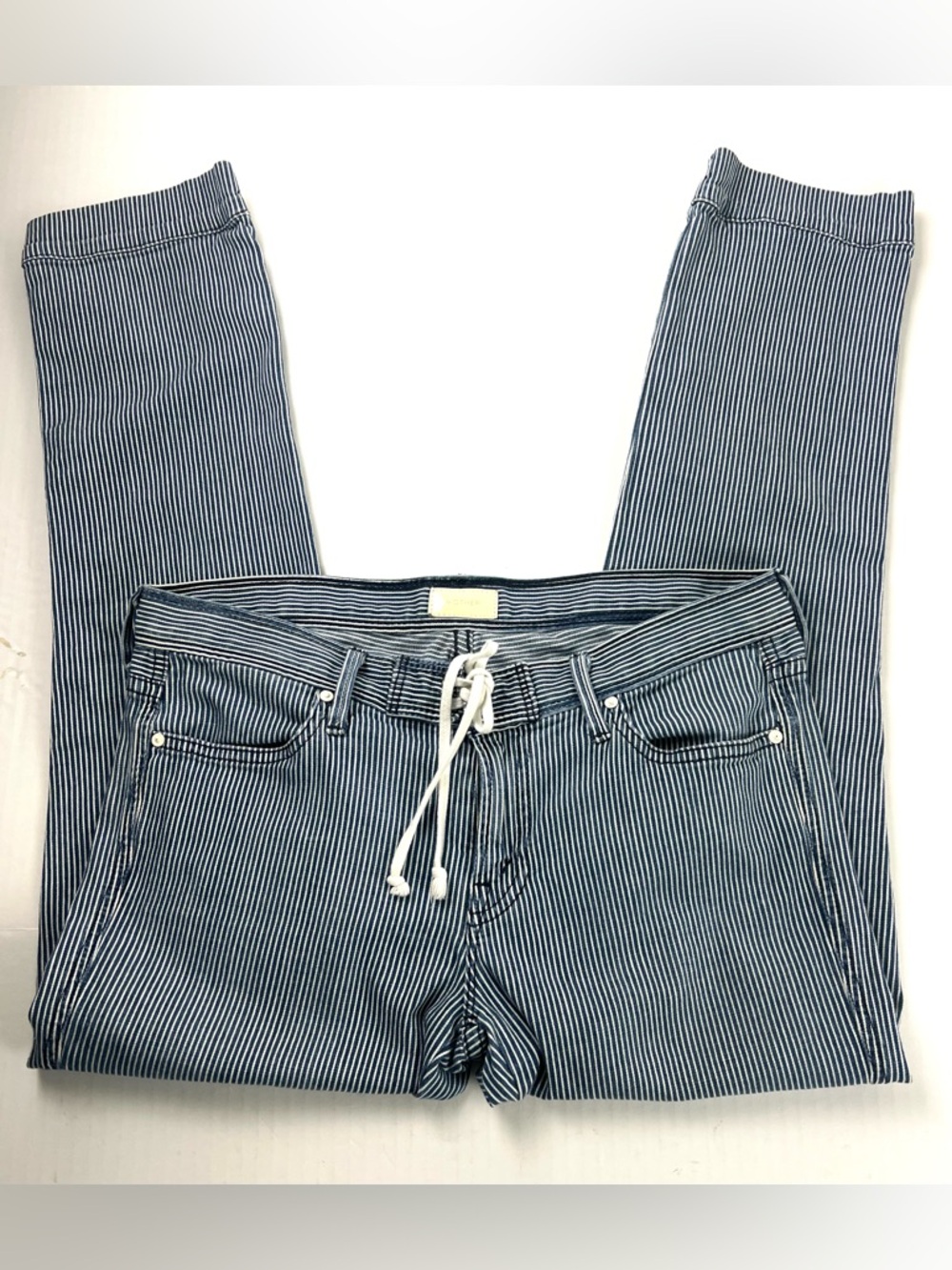 MOTHER Tie Me--Up Rascal Pinstripe Cropped Jeans - Picture 3 of 16